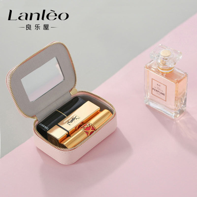 Internet Celebrity Lipstick Storage Box Small Single Portable Cosmetic Bag Women's Small Portable Makeup with Mirror Lip Lacquer Jewelry