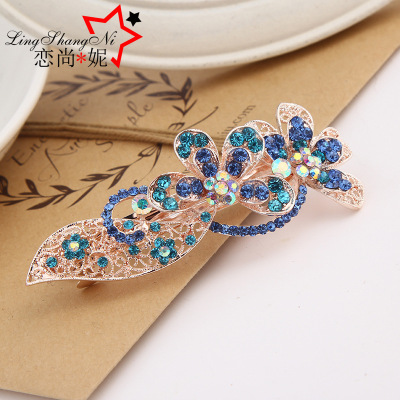 2022 Korean Crystal Diamond Women's Fashion Big Hairpin Rhinestone Spring Clip AliExpress Hair Accessories Factory Wholesale