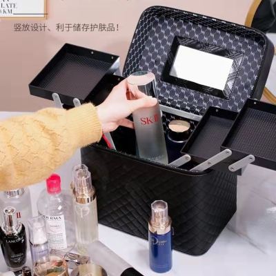 Large Capacity Korean Cosmetic Bag Multi-Functional Small Square Bag Portable Multi-Layer Cosmetics Storage Box Simple Box