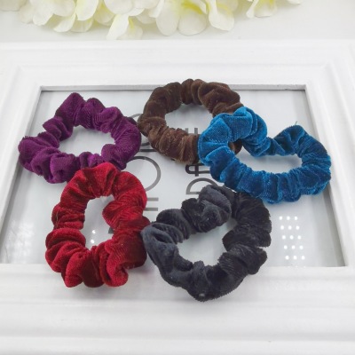 2022 New Hair Band Candy Color Velvet Large Intestine Ring Retro Adults' Hair Rope Sweet Updo All-Match Bun