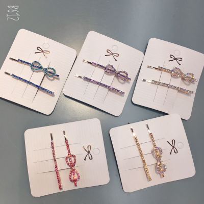 New Rhinestone Bobby Pin Set Fresh Bow Hair Clip Fringe Hairpin Side Clip Dual-Use Two Yuan Wholesale