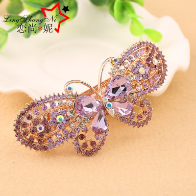 2022 Crystal Glass Large Hair Clip Adult Hair Updo Spring Ponytail Butterfly Clip Word Clip Factory Direct Sales