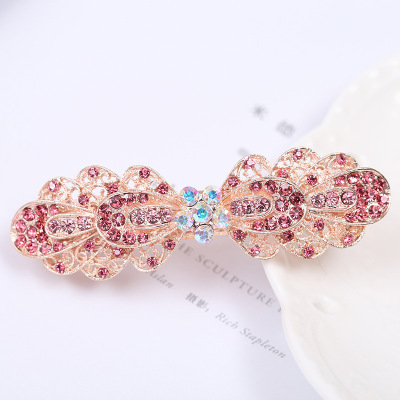 2022 Fashion New Women's Spring Clip Hairpin Rhinestone Big Bow Hairpin Ornament Spot Factory Wholesale