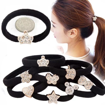 Towel Ring Ring Buckle Diamond Hair Band Korean Style Simple Strong Pull Constantly Head Rope High Elasticity plus-Sized Buckle Diamond Towel Ring