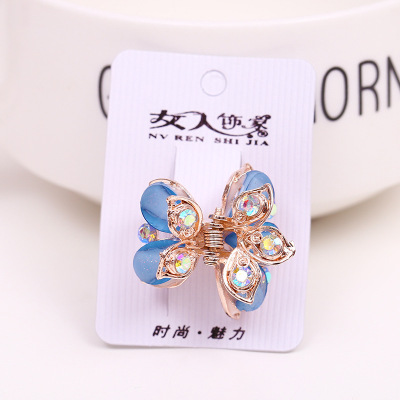 Bridal Hairstyle Accessories Korean Fashion Alloy Small Jaw Clip Gold Diamond Bow Barrettes Factory in Stock Wholesale