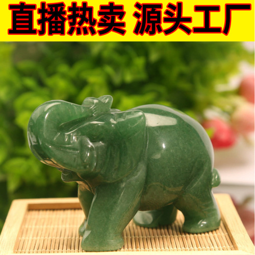 Jade Ornaments Home Decorations Crystal Rose Quartz Dongling Semi-Precious Stone Elephant Animal Crafts Live Supply