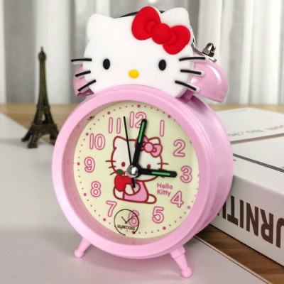 Cross-Border Hot Cute Cartoon KT Stitch Luminous Bell Alarm Clock 3D Student Bedroom Bedside Mute Alarm Clock