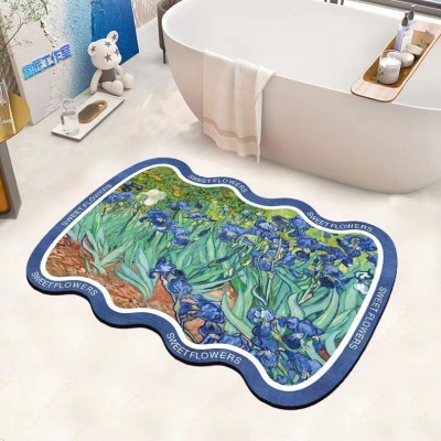 Special-Shaped Oil Painting Diatom Ooze Floor Mat Bathroom Bathroom Non-Slip Absorbent Floor Mat Easy to Clean Stain-Resistant Floor Mat Wholesale