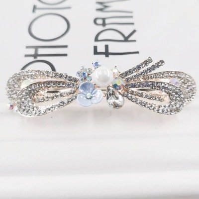 2021 New Creative Colorful Butterfly Colorful Crystals Big Hairpin Korean Fashion Rhinestone Large Spring Clip Alloy Ponytail Clip