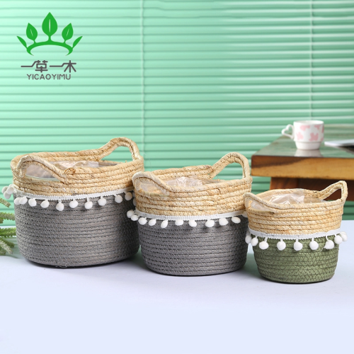 nordic flower pot extra large woven basket straw woven flowerpot rattan extra large flower basket bamboo woven storage basket