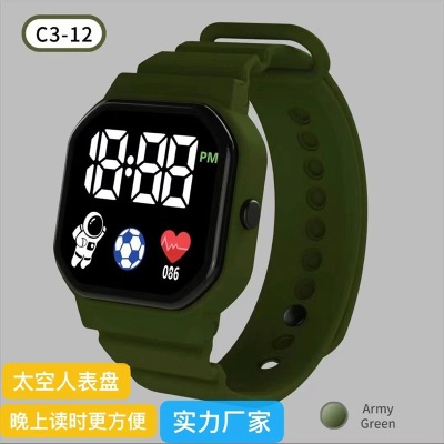 New LED Electronic Watch C3-12 Spaceman Square Apple Waterproof Digital Sports Student Electronic Waist Watch