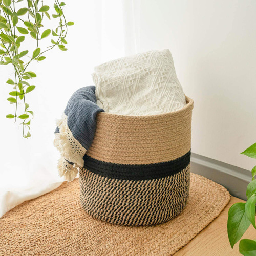 cotton string knitted basket flower pot basket straw round storage basket home decoration laundry basket dirty clothes basket storage basket