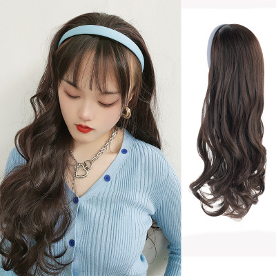 Hair Band Half Headgear Female Online Influencer Same Wig Female Long Straight Hair One-Piece Non-Detachable Spot One Piece Dropshipping