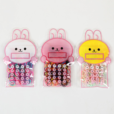 Cute Button Rabbit Bag Small Rubber Band Strong Pull Continuous Hair Band Korean Style Baby Hair Tie Disposable Rubber Band Wholesale