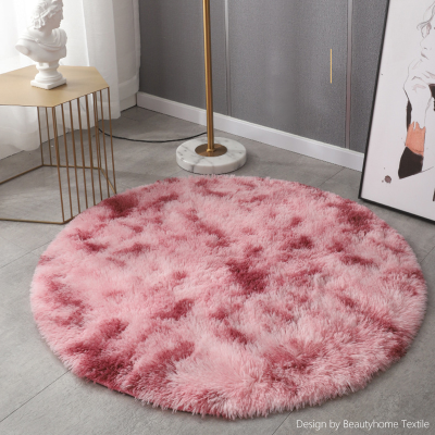 Long Wool Circle Tie-Dyed Gradient Living Room Carpet Long Ville Bedroom Rug Bayeta Full of Silk Wool Floor Mat