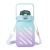 Large Capacity Gradient Color Straw Cup Candy Square Cup Outdoor Sports Bottle Portable Rope Holding Student Bounce Cover Cup