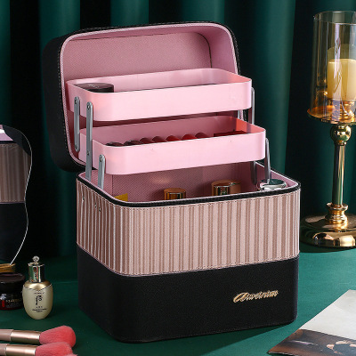 Cosmetic Bag Large Capacity 2022 New High-End Generous Handheld Portable Skin Care Cosmetic Case Ins High-Grade Female