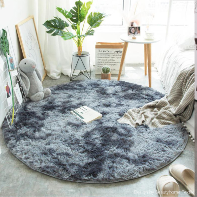  Silk Wool Carpet Coffee Table Bedside Circle Tie-Dyed Long Wool Mat Hanging Basket Cane Chair Rug Factory Wholesale
