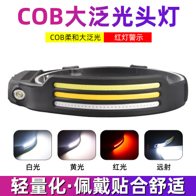 Cross-Border New Arrival Led Mini Silicone Wave Induction Headlamp Cob Outdoor Adventure Fishing Power Torch