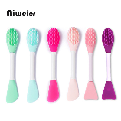 Factory Pin Double-Headed Silicone Facial Mask Brush Dual-Use Cleansing Massage Brush DIY Daub-Type Clay Mask Mold Adjustment Stick Beauty Tools