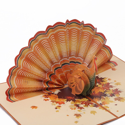 New Cross-Border Creative Holiday Gifts 3D Stereoscopic Greeting Cards Thanksgiving Christmas Turkey Animal Greeting Card Wholesale