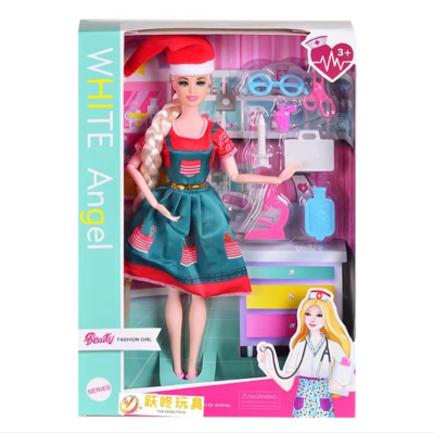 22cm 11.5-Inch Thigh Joint Hand Nurse Barbie Doll Accessories Plastic Bag Colorful Christmas Festival