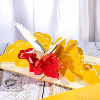 Factory Logo Crane 3D Stereoscopic Greeting Cards Creative Handmade Paper Carving Hollow Teacher's Day Blessing Greeting Card