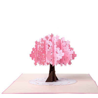 Cherry Tree 3D Stereoscopic Greeting Cards Creative Novelty Chinese Valentine's Day Teacher's Day Gift Thank You Blessing Paper Carving