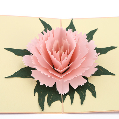 Hollow Paper Cut Paper Carving Card Holiday Greeting Card Carnation Flower Card Mother's Day to Give Mom Teacher Blessing Card Paper
