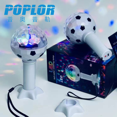 Led Football Magic Ball Light USB Rechargeable Color RGB Lamp Home Stage Lights KTV Ambience Light with Base
