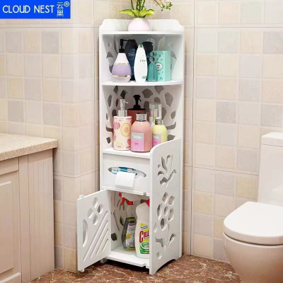 Hollow White Bathroom Bathroom Waterproof Side Cabinet Side Cabinet Multi-Layer Floor-Type Home Storage Cabinet