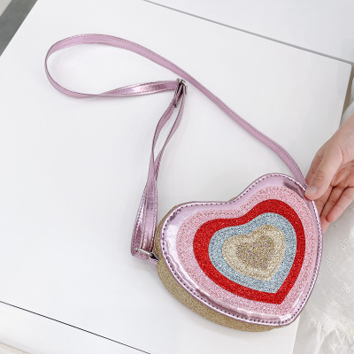 New Ins Fashion Coin Purse Accessories Children Single-Shoulder Bag Kids Western Style Cute Heart-Shaped Crossbody Bag Girls