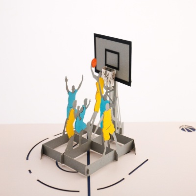 Factory Direct Sales 3D Stereoscopic Greeting Cards Creative Blessing Card Kinetic System Basketball Birthday Card