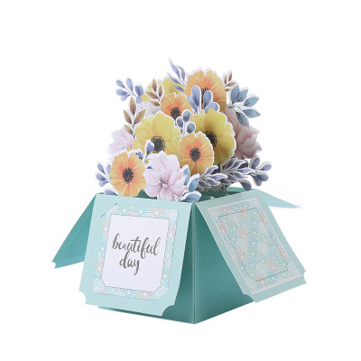 Factory Direct Sales Mother's Day Three-Dimensional Paper Decoration Exquisite Rose Box 3D Stereoscopic Greeting Cards Thanksgiving Gift