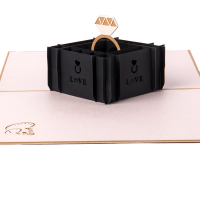 3D Stereoscopic Greeting Cards Love Gift Handmade Paper Carving Invitation Wedding Invitation Customized Wedding Ring Box