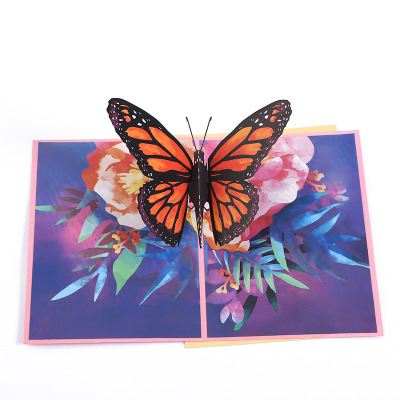 3D Stereoscopic Greeting Cards Butterfly Thank-You Card Blessing Card Invitation Creative Handmade Paper Carving Card Greeting Card Factory Direct Supply