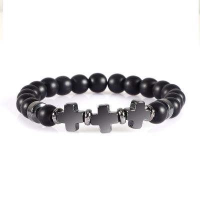 Fashion Wear Matching Bracelet Haematite Interval Cross Couple Bracelet