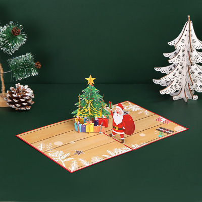 New Christmas 3D Stereoscopic Greeting Cards Creative Gift Christmas Tree Elderly Exquisite Holiday Universal Card Blessing