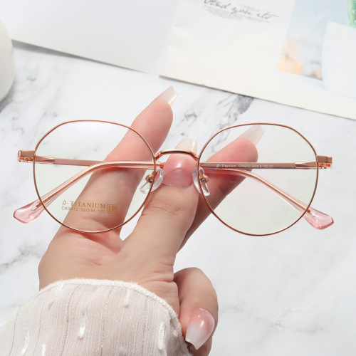new round frame stainless steel fashion student anti blue-ray glasses frame metal full-frame plain glasses with no diopters mixed batch
