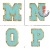 6.5cm Sky Blue Towel Embroidery English Letters Embroidered Cloth Stickers Ironing Patch Alphabet Embroidery Zhang Zai