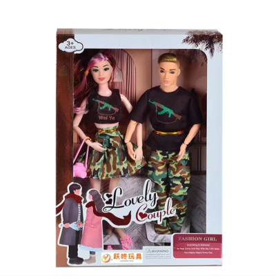 22cm 11.5 Inch Couple Clothes Barbie Doll Joint Body Two People Camouflage Color Clothes Give as Gifts