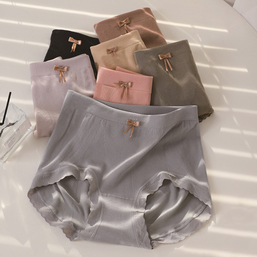 Autumn and Winter New Seamless Underwear Ladies Mid Waist Cotton Crotch Comfortable Breathable plus Size Briefs High Elastic Sheath