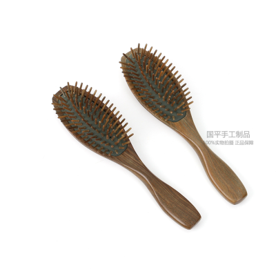 Green Sandalwood Oval Airbag Massage Comb Anti-Static Hair Tidying Comb Wooden Curly Hair Straight Comb Large Plate Comb Wholesale