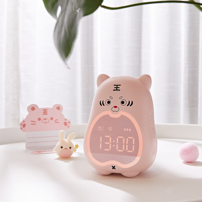 New Pipi Tiger Learning Alarm Clock Creative Small Night Lamp Student Only Electronic Clock Small Program Control Children's Clock