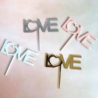 New Product Creative English Love Acrylic Cake Insertion Festival Party Dessert Bar Baking Cake Topper