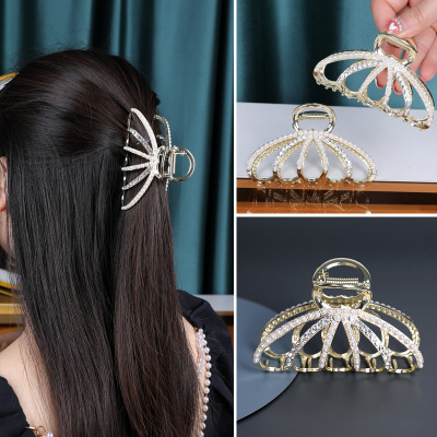 2022 Summer Hair Accessories Semicircle Alloy Shark Clip Full Tied-up Hair Barrettes Minimalistic Headdress Pumpkin Grip