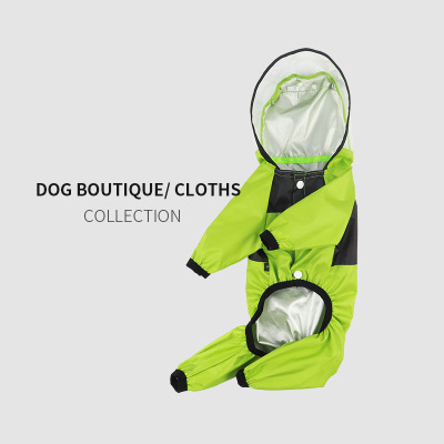 Amazon Hot Pet Clothing Dog Four Seasons Universal Raincoat Four-Legged Pet Clothing Transparent Pu Waterproof Clothes in Stock