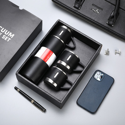304 Stainless Steel Vacuum Thermos Cup Set Gift Cup with Cup Lid Water. Drinking Small Cup Laser Engraved Logo