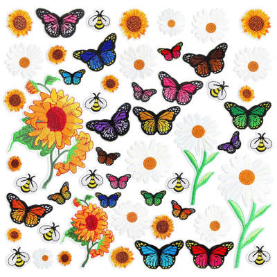 Spot Mixed Butterfly Embroidered Cloth Stickers Bee Patch Computer Emboridery Label Ironing Small Flower Embroidery Zhang Zi Ironing