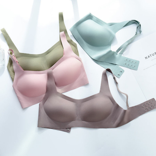 New Square Collar Seamless One-Piece Wireless Underwear Girl Big Chest Small Push up Sports Vest Bra Thin